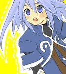  1boy androgynous artist_request blue_eyes blue_hair blush genis_sage genius_sage long_hair lowres male male_focus open_mouth simple_background solo tales_of_(series) tales_of_symphonia 