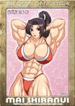  1girl abs arms_behind_head breasts extreme_muscles fatal_fury female hands_behind_head king_of_fighters kof large_breasts muscle muscles muscular muscular_female pose ren_(tainca2000) rentb shiranui_mai snk solo swimsuit 