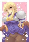  agrias_oaks armor blonde_hair braid breasts brown_eyes female final_fantasy final_fantasy_tactics gloves long_hair pants pocopoco single_braid solo 