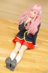  airbrushed baka_to_test_to_shoukanjuu cosplay himeji_mizuki legs long_hair miniskirt photo pink_hair real school_uniform skirt solo 