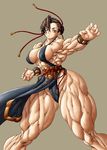  1girl abs alternate_costume breasts capcom chun-li extreme_muscles highres muscle muscles muscular muscular_female purukogi purukogi_(plasma_beach) solo street_fighter 