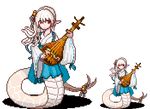  exet instrument koto koto_(instrument) lamia lowres medusa monster_girl pixel_art sprite 