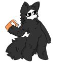  anthro black_body black_fur black_sclera book canid canine canis changed_(video_game) dripping fur goo_creature hi_res holding_book holding_object lazyh male mammal mask puro_(changed) simple_background solo white_background white_eyes wolf 