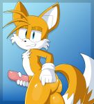  anthro butt butt_pose canid canine fox genitals half-closed_eyes hand_on_butt hi_res holding_penis looking_at_viewer male mammal miles_prower narrowed_eyes penis pose pubes sega smile smirk sonic_the_hedgehog_(series) 