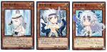  3boys ass back blue_eyes card chibi closed_eyes completely_nude duel_monster expressionless facial_hair frostcyco frown goatee headband leaf_clothing long_hair male_focus master_with_eyes_of_blue medium_hair multiple_boys muscular muscular_male nude old old_man one_knee protector_with_eyes_of_blue sage_with_eyes_of_blue staff sword very_long_hair weapon white_hair yu-gi-oh! 