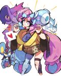  bow-shaped_hair character_hair_ornament hair_ornament hexagon_print highres iono_(pokemon) jacket kaziedell long_hair low-tied_long_hair luxray mismagius multicolored_hair oversized_clothes pachirisu pink_eyes pink_hair pokemon pokemon_(game) pokemon_sv sleeves_past_fingers sleeves_past_wrists twintails two-tone_hair very_long_hair very_long_sleeves x yellow_jacket 