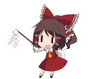  1girl animated animated_gif blinking bow brown_hair dancing gohei hair_bow hair_tubes hakurei_reimu iosys looping_animation neko_miko_reimu non-web_source ponytail red_bow red_shirt red_skirt shirt skirt smile solo spinning takenoko_(toxic_landfill) touhou white_sleeves wide_sleeves 