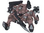  assault_visor bayonet extra_legs full_body gun gundam gundam_suisei_no_majo highres holding holding_gun holding_weapon looking_down mecha mecha_kaku_man mobile_suit no_humans redesign robot science_fiction shoulder_cannon simple_background sketch solo weapon white_background zowort 