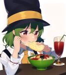  1girl ai-generated eating food hat holding holding_food kazami_yuuka non-web_source touhou witch_hat 