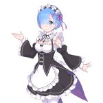  apron blue_eyes blue_hair bob_cut dress maid maid_apron maid_headdress official_art re:zero_kara_hajimeru_isekai_seikatsu rem_(re:zero) transparent_background 