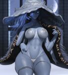  4_arms bikini blue_body clothing elden_ring female fromsoftware hat headgear headwear hi_res humanoid multi_arm multi_limb navel not_furry popogori ranni_the_witch solo swimwear thick_thighs video_games 