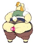  2022 animal_crossing anthro big_butt blonde_hair blush bodily_fluids breath butt canid canine canis cellulite clothed clothing domestic_dog fapin fat_arms female fur hair isabelle_(animal_crossing) looking_back mammal nintendo open_mouth open_smile overweight overweight_anthro overweight_female panties sex_toy shih_tzu simple_background smile solo sweat sweaty_butt toy_dog underwear vibrator video_games white_background yellow_body yellow_fur 
