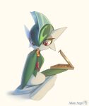  adam_angel anthro eating food gallade generation_4_pokemon hi_res male nintendo pizza pizza_box pokemon pokemon_(species) red_eyes simple_background solo video_games 