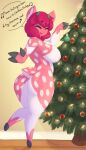  anthro big_breasts big_butt breasts butt cervid christmas christmas_tree dullyarts eyes_closed female hi_res holidays mammal nipples pink_body plant solo tree 