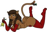  2022 accessory ankama anthro arched_back areola arm_support armwear ass_up bedroom_eyes bell bent_legs big_areola brown_body brown_eyes brown_fur brown_hair butt christmas clothing color_edit colored digital_media_(artwork) dofus ear_tuft ecaflip edit elbow_gloves eyebrow_through_hair eyebrows eyelashes feet felicity_longis_(colorist) felid female fingers footwear freckles fur fur_tuft gloves hair hair_accessory hairband handwear hi_res holding_bell holding_jingle_bell holding_object holidays inviting jingle_bell leaning_on_elbow legs_up legwear long_hair looking_at_viewer lying mammal miranda_(wakfu) mistletoe mistletoe_on_tail mostly_nude motion_lines motion_outline narrowed_eyes on_front pigtails plant prick_ears redout seductive side_view smile smiling_at_viewer smirk socks solo thick_eyelashes thigh_highs thigh_socks toes translucent translucent_hair tuft video_games wakfu 