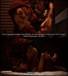  3d_(artwork) against_surface against_wall alien ambiguous_penetration bed biceps cheap-wazoo comic commander_shepard dialogue digital_media_(artwork) duo english_text eyes_closed from_front_position furniture hand_around_waist hi_res holding_arm human humanoid interspecies kissing kneeling krogan legs_up lying male male/male mammal mass_effect missionary_position muscular muscular_male nipples not_furry nude on_back on_bed on_top open_mouth pecs penetration pinned sex size_difference source_filmmaker standing text urdnot_wrex video_games xenophilia 