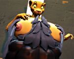  3d_(artwork) anthro areola big_breasts breasts canid canine canis clothed clothing digital_media_(artwork) disney domizoni duo ear_piercing ear_ring face_in_breasts felid female hand_on_breast huge_breasts hyper hyper_breasts jewelry lion male male/female mammal nala necklace nipples pantherine piercing ring_piercing shirt smile source_filmmaker the_lion_king topless topless_female topwear wolf wolf_(petruz) 