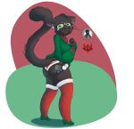  absurd_res ambiguous_gender anthro ass_up bubble_butt butt butt_pose christmas christmas_clothing clothing cute_expression dark_body dark_skin domestic_cat felid feline felis female fluffy fluffy_tail hi_res holidays legwear lingerie looking_at_viewer mammal pose solo stockings thick_thighs walas21 