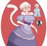  absurd_res anthro big_breasts breasts clothed clothing cute_expression cute_eyes female fur haplorhine hi_res mammal monkey monkey_ears monkey_tail primate purple_clothing redesign smile solo walas21 white_body white_fur yellow_eyes 