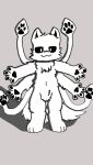  4_arms 4_fingers ambiguous_gender anthro black_sclera canid canine cephalopod changed_(video_game) fingers fur looking_at_viewer male mammal marine mollusk multi_arm multi_limb shaded simple_background simple_shading solo someguybari squid_dog_(changed) tentacles white_body white_fur 