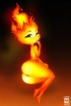  absurd_res big_butt big_head butt elemental_(pixar) elemental_creature elemental_humanoid ember_lumen eyelashes female fire fire_creature fire_humanoid flaming_hair genitals hi_res humanoid not_furry nude one_eye_closed pseudo_hair pussy rin_tyan side_view small_waist solo thick_thighs 