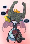  2022 armor big_breasts blush bouquet breasts cleavage clothed clothing cobatsart dress english_text female flower fused_shadow hair headgear helmet hi_res holding_bouquet holding_flower holding_object huge_hips huge_thighs humanoid humanoid_pointy_ears imp looking_at_viewer midna multicolored_body nintendo one_eye_obstructed orange_hair plant question_mark red_eyes smile snaggle_tooth solo speech_bubble text the_legend_of_zelda thick_thighs twili twilight_princess two_tone_body video_games wedding_dress wide_hips yellow_sclera 