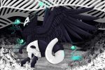  avian bird claws corvid corvus_(genus) detailed_background dragon feathers female feral frostedscales horn mask oscine passerine pathfinder psychopomp raven silestra_(frostedscales) solo spirit tagme thick_tail thick_thighs 