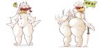  2016 ambiguous_gender anthro avian beak big_butt bird butt chicken chicken_(nuclear_throne) digital_media_(artwork) feathers female_(lore) galliform gallus_(genus) hands_on_hips katana looking_back melee_weapon motion_lines multiple_images nuclear_throne nude phasianid question_mark sharp_teeth signirsol solo spanking sword teeth thick_thighs tongue tongue_out video_games weapon white_body white_feathers wide_hips wow_body 