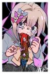  1girl @_@ bangs blonde_hair blue_bow blue_hair blue_shirt bow chouzetsusaikawa_tenshi-chan crying crying_with_eyes_open gousite289 hair_bow long_hair long_sleeves lsd multicolored_hair needy_girl_overdose open_mouth pill pink_bow pink_hair purple_bow purple_eyes quad_tails sailor_collar school_uniform serafuku shirt solo tears twintails very_long_hair vomit vomiting vomiting_rainbows yellow_bow 