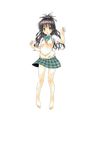  barefoot blush feet female full_body highres legs long_hair miniskirt photoshop school_uniform simple_background skirt solo thighs to_love-ru toes toloveru yuuki_mikan 