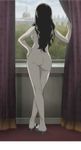  1girl ass black_hair breasts cap dorothea_molders from_behind highres nude screencap shoes stitched victorian_romance_emma window 