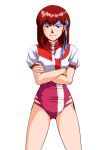  1girl breasts brown_eyes commentary_request headband langerhans_2016 leotard medium_hair red_hair solo takaya_noriko top_wo_nerae! 