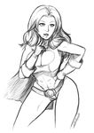 bleach cosplay dc_comics greyscale highres matsumoto_rangiku monochrome power_girl power_girl_(cosplay) solo 