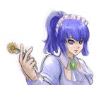  /jp/ 4chan apron blue_eyes blue_hair flower meido ponytail 