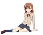  brown_eyes brown_hair hair_ornament hairpin highres kamiko_to_seiryoku misaka_mikoto school_uniform skirt solo to_aru_kagaku_no_railgun to_aru_majutsu_no_index uniform 