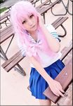  airbrushed baka_to_test_to_shoukanjuu cosplay himeji_mizuki long_hair photo real school_uniform solo 