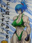  1girl abs breasts extreme_muscles fatal_fury female king_of_fighters kof leona_heidern lowres muscle muscles muscular muscular_female purukogi purukogi_(plasma_beach) snk solo swimsuit translated 