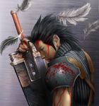  angeal_hewley black_hair blood buster_sword crisis_core_final_fantasy_vii feathers final_fantasy final_fantasy_vii hero pixiv_thumbnail resized scar sword weapon zack_fair 
