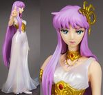  bare_shoulders breasts cleavage collar dress female figure girl goddess jewelry kido_saori kidou_saori lipstick long_hair lots_of_jewelry makeup multiple_views necklace no_humans photo purple_hair saint_seiya saori_kido solo very_long_hair 