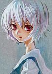  ama-tou ayanami_rei bad_id bad_pixiv_id face faux_traditional_media looking_at_viewer neon_genesis_evangelion red_eyes school_uniform short_hair solo white_hair 