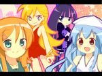  4girls blush character_request crossover dress goth gothic ikamusume kousaka_kirino multiple_girls ore_no_imouto_ga_konna_ni_kawaii_wake_ga_nai panty_&amp;_stocking_with_garterbelt panty_(character) panty_(psg) shinryaku!_ikamusume smile stocking_(character) stocking_(psg) 