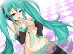  1girl aqua_eyes aqua_hair blush breasts cameltoe detached_sleeves discreet_vibrator empty_eyes hatsune_miku large_breasts licking mind_control navel nipples okuri_banto open_clothes panties see-through spread_navel tongue underwear vibrator vocaloid wet 