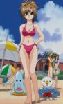  barefoot beach bikini brown_eyes brown_hair cap elie griff groove_adventure_rave plue rave rave_master screencap swimsuit 