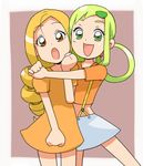  2girls asuka_momoko child hug multiple_girls ojamajo_doremi smile tamagoro tamagoroo_(funifuni_labo) tamaki_reika 
