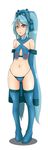  blue_hair bronzong emukon flat_chest gen_4_pokemon personification pokemon red_eyes simple_background solo thighhighs underwear underwear_only white_background 