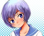  blue_eyes face grey_hair original sabusuka school_uniform serafuku short_hair silver_hair solo 