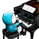  1:1 2016 anthro blue_body blue_fur domestic_cat doraemon doraemon_(character) felid feline felis frown fur furniture half-closed_eyes keyboard_instrument machine male mammal mouth_closed mt_tg musical_instrument narrowed_eyes piano playing_music red_nose robot shaded side_view simple_background sitting solo stool whiskers white_background white_body white_fur 