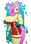  anthro anthrofied big_breasts breasts clothing dress equid equine female fluttershy_(mlp) friendship_is_magic hair hasbro hi_res huge_breasts mammal my_little_pony nipple_slip pink_hair solo tight_clothing zwitterkitsune 