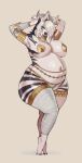  absurd_res anthro arms_above_head big_breasts breasts female hi_res hyaenid jewelry mammal odisia pasties pregnant solo striped_hyena stripes thick_thighs under_boob wide_hips 