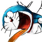  1:1 2016 anthro blue_body blue_fur cross-eyed domestic_cat doraemon doraemon_(character) felid feline felis fur machine male mammal mt_tg open_mouth pouch_(anatomy) red_nose robot shaded simple_background solo tongue tongue_out whiskers white_background white_body white_fur 